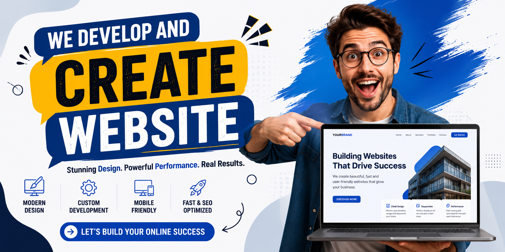 Modern website interface mockup on cream background